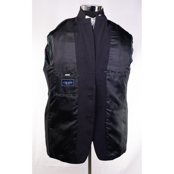 CHAPS Mens Black Wool Blend 2 Button Blazer Sport Coat Single Vent Size 44R - Picture 9 of 12